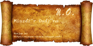 Miszár Oxána névjegykártya